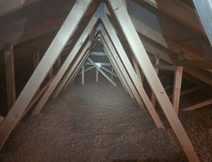 Zateplení stropu dřevostavby rodinného domu pomocí foukané izolace